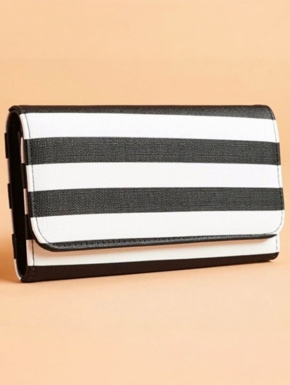 KUT from the Kloth Black and White Striped Clutch Wallet